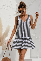 Striped Button Up Tank Dress