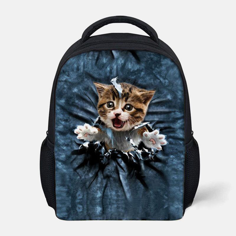 Unisex Tier Kreative 3D Cartoon Süße Katze Casual Outdoor Kleiner Rucksack Schultasche 