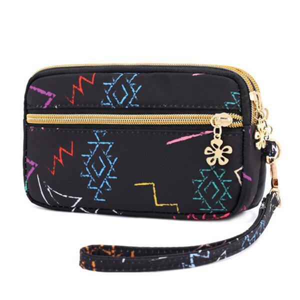 Bolso de mano con diseño de galaxia de nailon para mujer, monedero, cartera para teléfono 