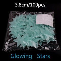 100Pcs Glow In The Dark Stars  Sticker Beautiful 3D DIY Home Decal Art Luminous Wall Stickers