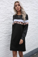 Leopard Long Sleeve Spliced Sweatshirt