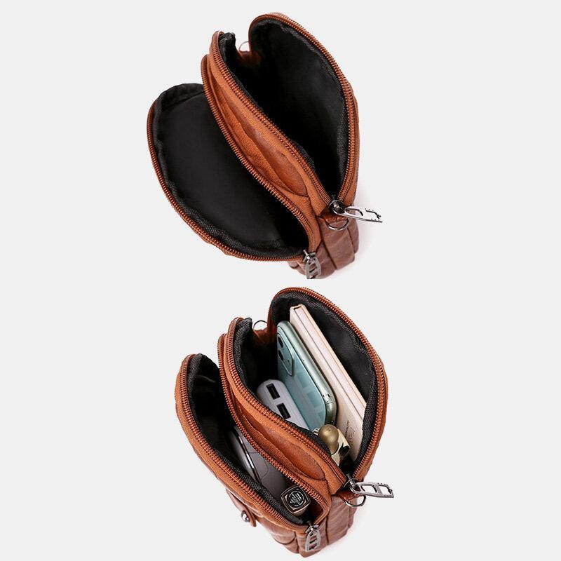 Mujeres PU cuero remache auricular agujero Retro 6,3 pulgadas teléfono bolsa bandolera bolsos bandolera