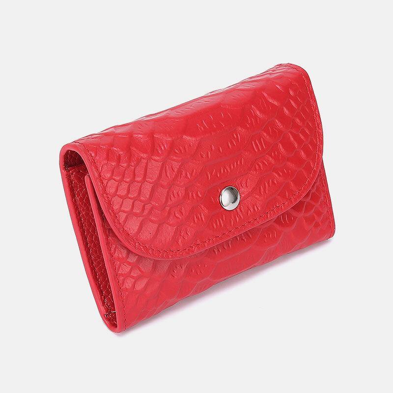 Women Genuine Leather Multifunction Lychee Pattern Coin Bag Small Wallet