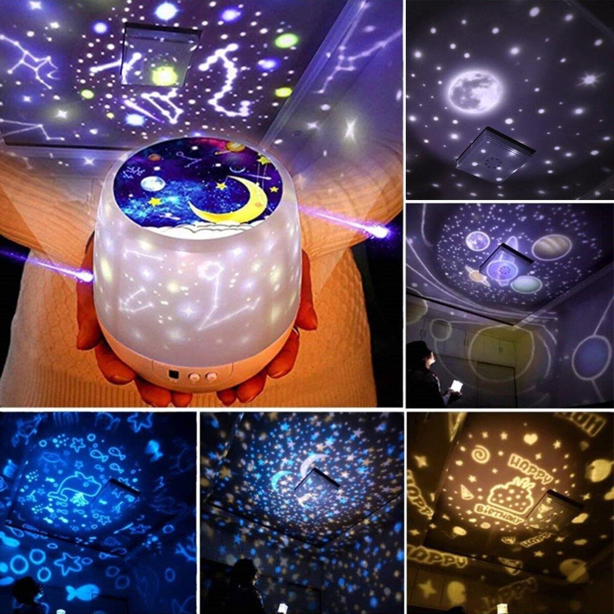 Rotation LED Nachtlicht Deckenprojektor Kinder Stern Himmel Mond Baby Schlafzimmer Atmosphäre schaffen 