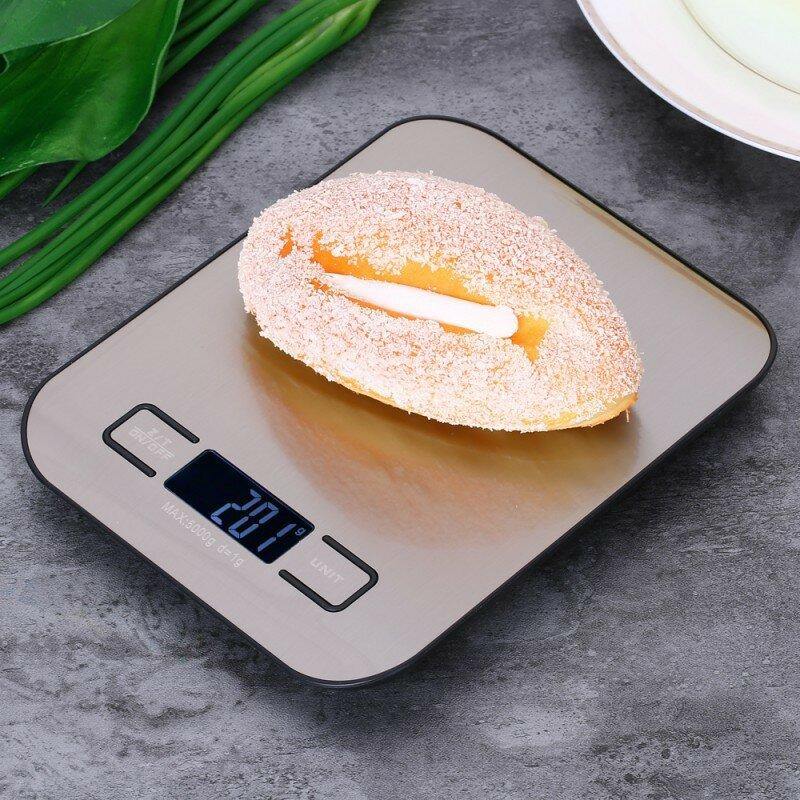 5/10 kg digitale Multifunktions-Lebensmittel-Küchenwaage, Edelstahl, fingerabdrucksichere Oberfläche, Plattform mit LCD-Display, Backwaage zum Kochen, Backen 