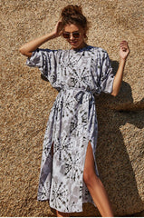 Tie Dye Print Double Split Dress