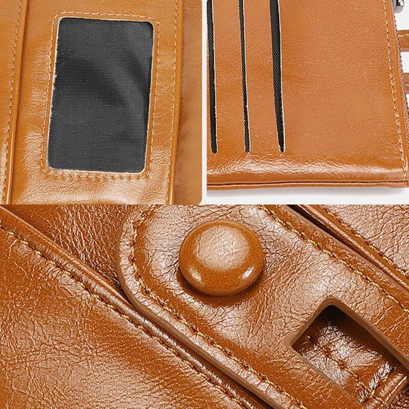 Women RFID Anti Theft 6 Card Slots Oil Wax Bifold Wallet Purse