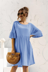 Ruffle Cuff Smock Dress