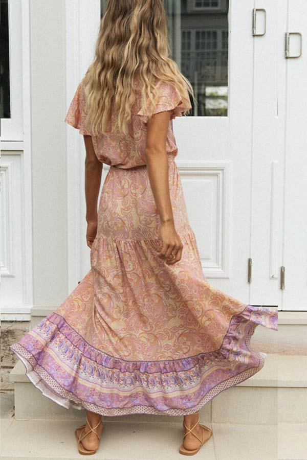 Einreihiges Maxikleid im modischen Bohemian-Stil 