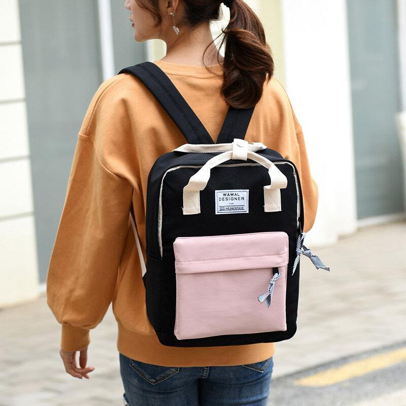 Women Waterproof Patchwork Anti theft Large Capacity Backpack