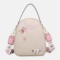 Women Oxford Embroidery Ethnic Multi-carry Earphone Backpack Shoulder Bag Handbag