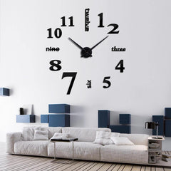 New 3D DIY Mirror Surface Wall Clocks Living Meeting Room Decorative Wall Watches