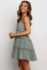 A-line Layered Ruffled Floral Dress