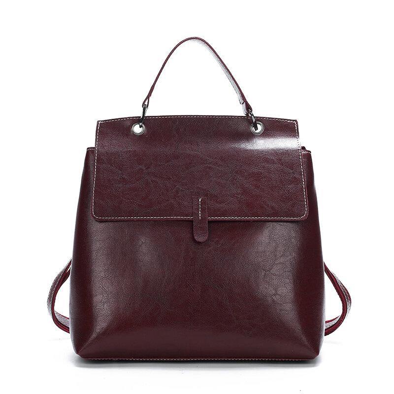 Women PU Leather Solid Double Straps Fashion Backpack