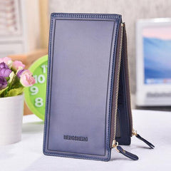 Women Faux Leather Leisure Double Zipper Long Wallet Multi-slots Card Holder Purse