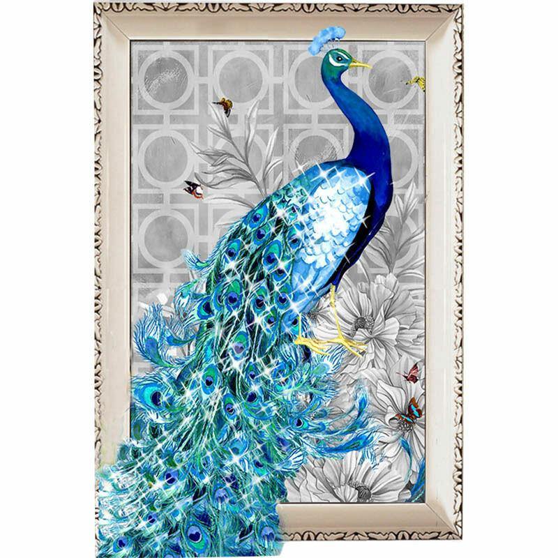 5D Diamond Embroidery Painting DIY Blue Peacock Stitch Craft Home Decor