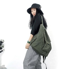 Casual Canvas Simple Style Women Backpack Shoulder Bag