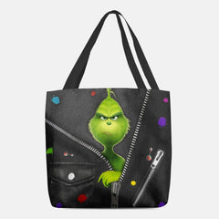 Bolso de hombro con patrón de monstruo verde de dibujos animados lindo para mujer 