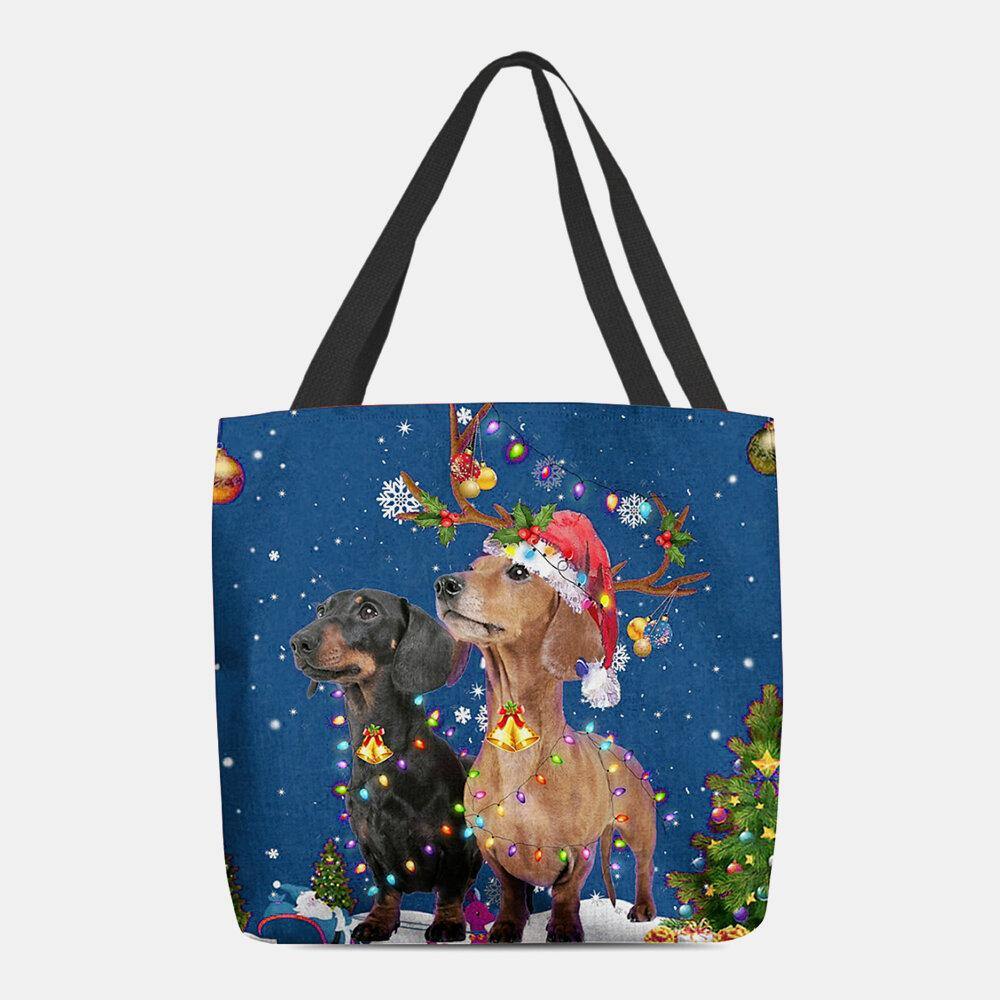 Las mujeres se sintieron lindo festivo Navidad dibujos animados perros patrón bolso de hombro bolso de mano 