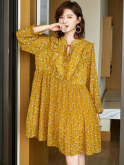 Floral Dress Long Sleeve A-line oct