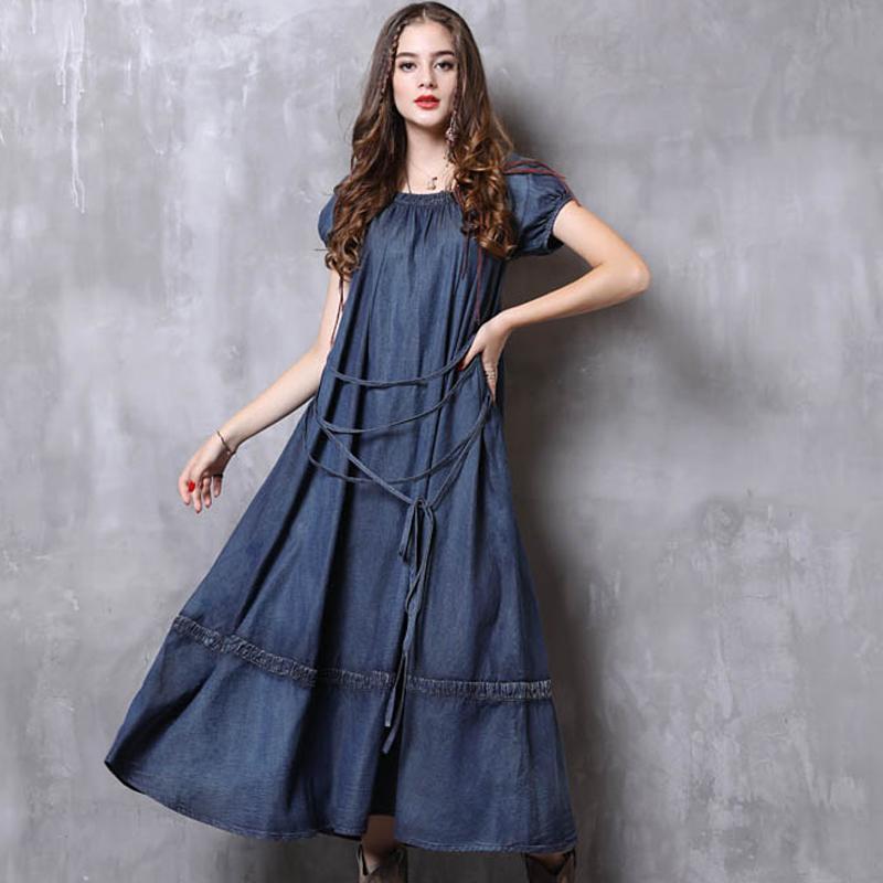 Gathered Loose Solid Short Sleeve Dress With Belt