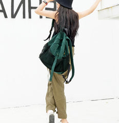 Green Simple Design Casual Large Backpack Women Handbag Bag Shoulder Tote Bag