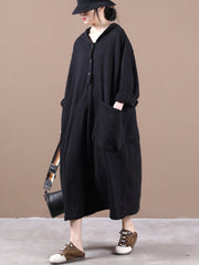 Hooded Single Pocket Mid-length Pullover Sweatshirt Dress Autumn