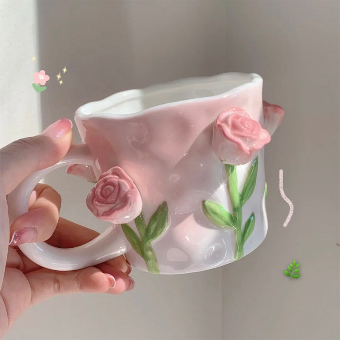 Tasses en céramique florales mignonnes