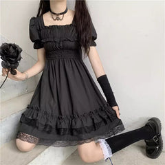 Alt Vampire Tears Vestido gótico oscuro de lolita de manga corta