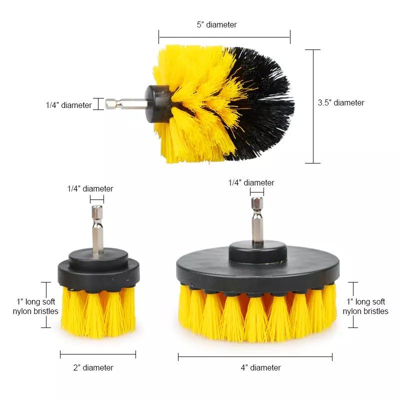 3-Piece Drill Brush Attachment Set