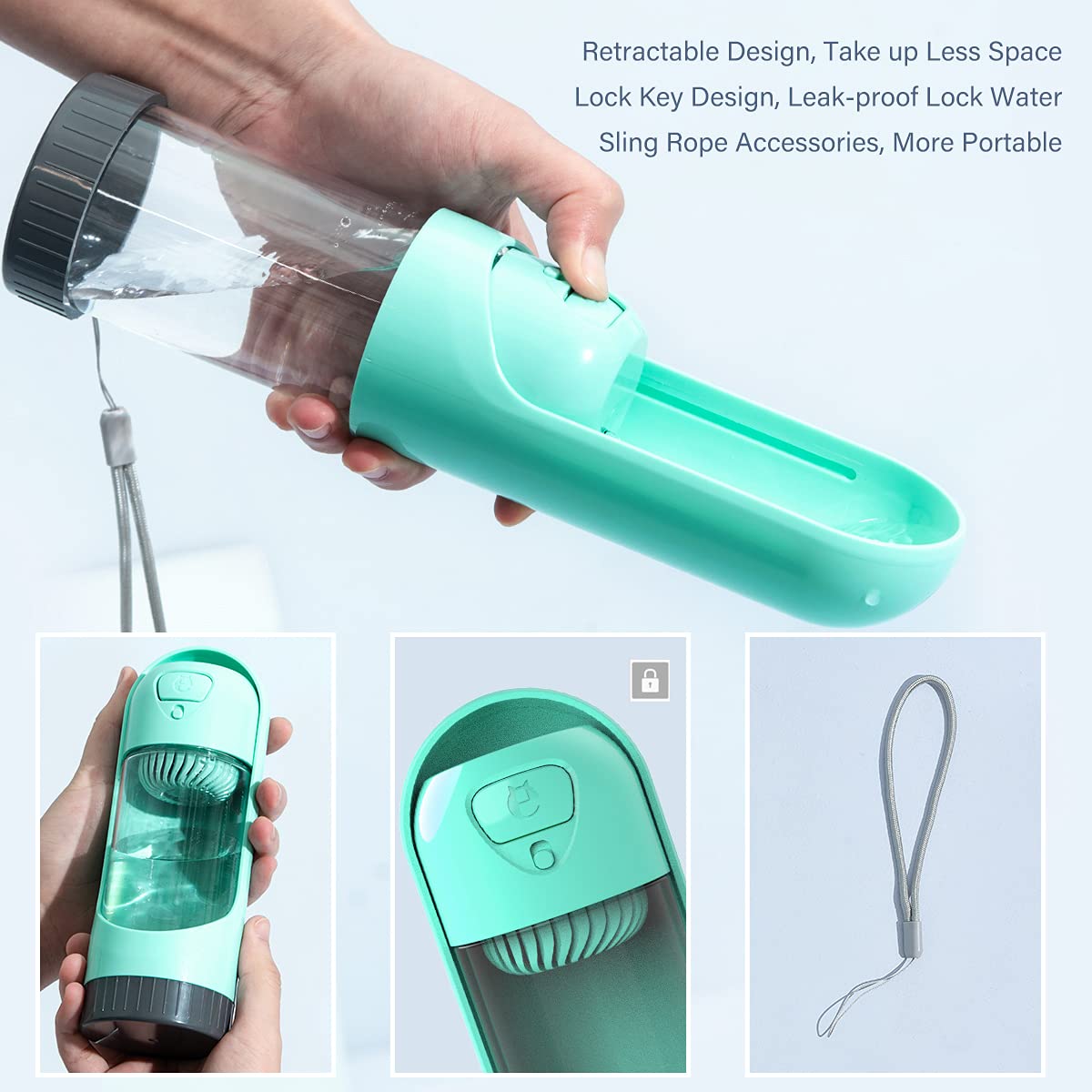 Bouteille d'eau pliable pour animaux de compagnie