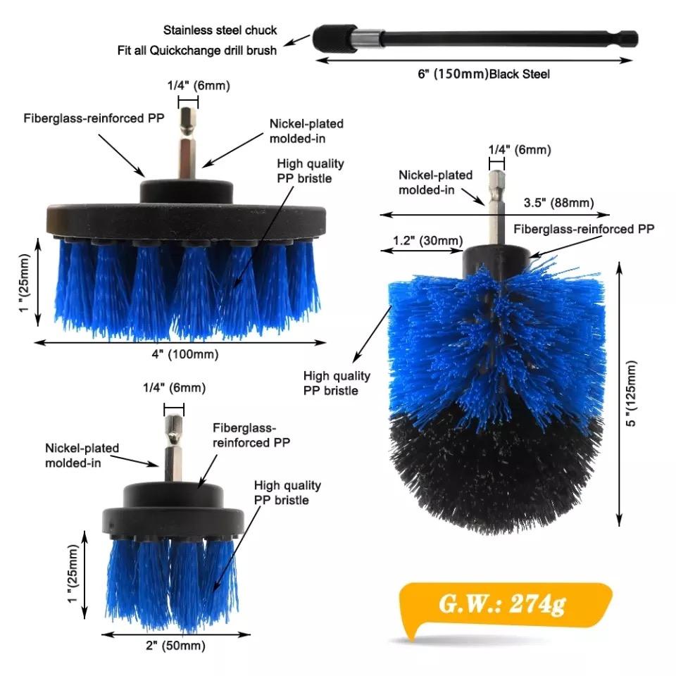 3-Piece Drill Brush Attachment Set