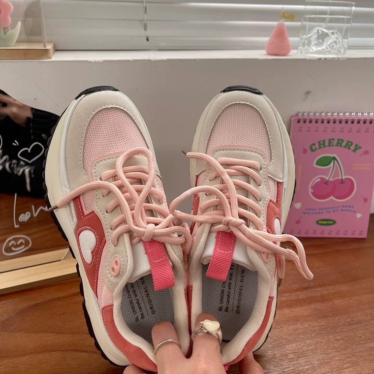 Korean Pink Kawaii Love Heart Daddy Sneakers