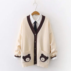 Kawaii Braunbär-Cardigan-Jacke