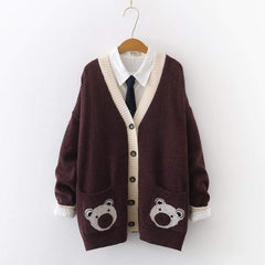 Kawaii Braunbär-Cardigan-Jacke