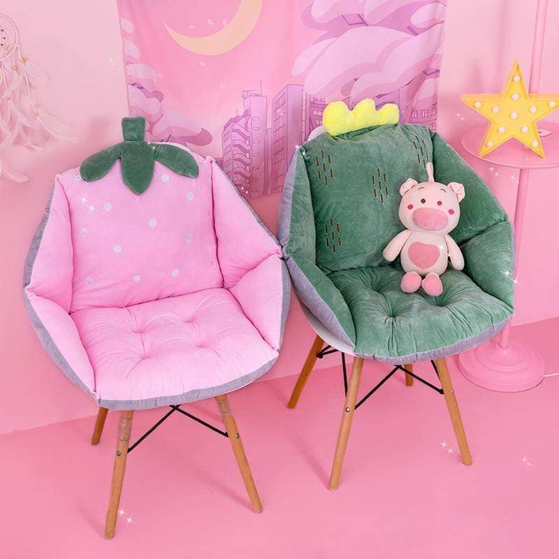 Asiento de felpa Kawaii para hámster, piña, fresa y cactus