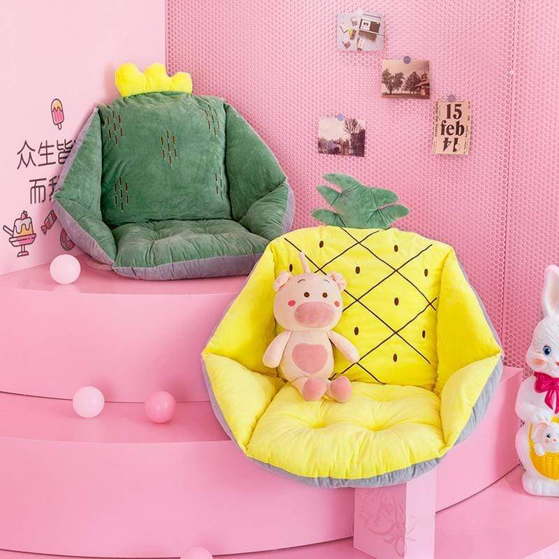 Asiento de felpa Kawaii para hámster, piña, fresa y cactus