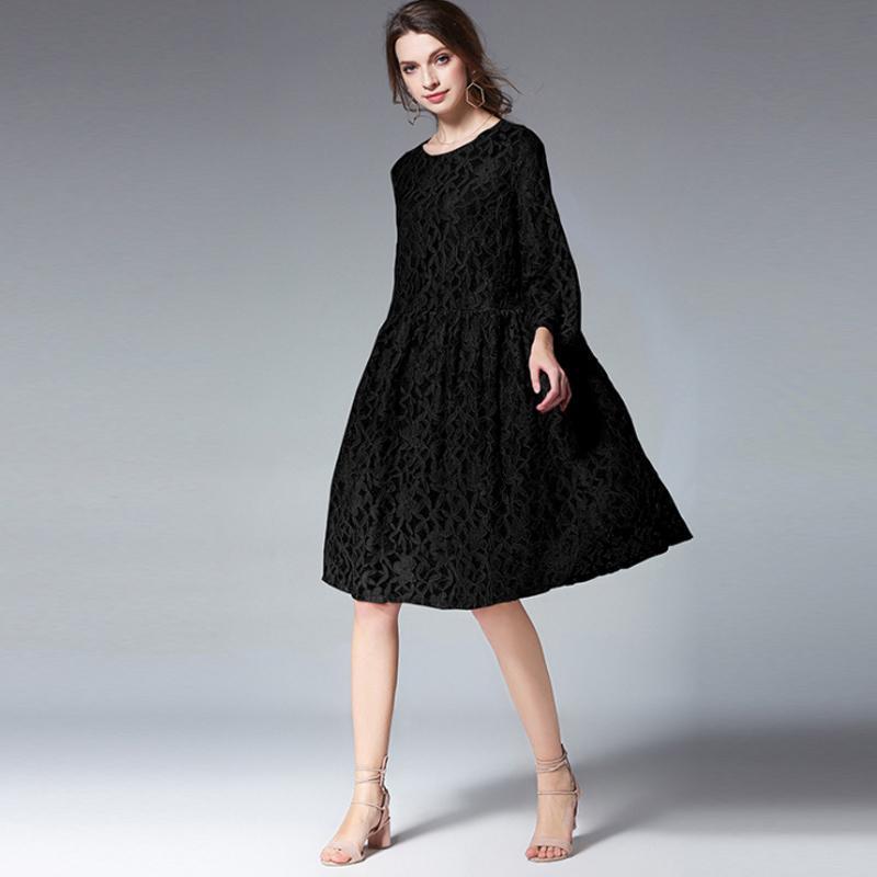 Lace Polyester Seven Percent Sleeve Women Plus Size Dress