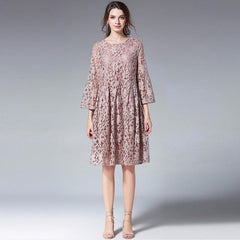 Lace Polyester Seven Percent Sleeve Women Plus Size Dress