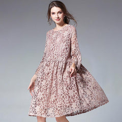 Lace Polyester Seven Percent Sleeve Women Plus Size Dress