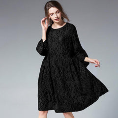 Lace Polyester Seven Percent Sleeve Women Plus Size Dress