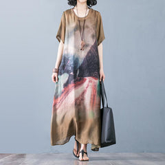 Landscape Printed Elegant Casual A-Line Short Sleeve Dress