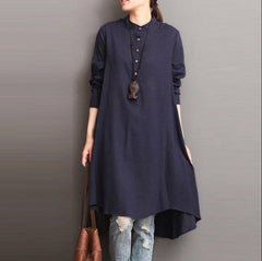 Linen Irregular Long Sleeve Dress