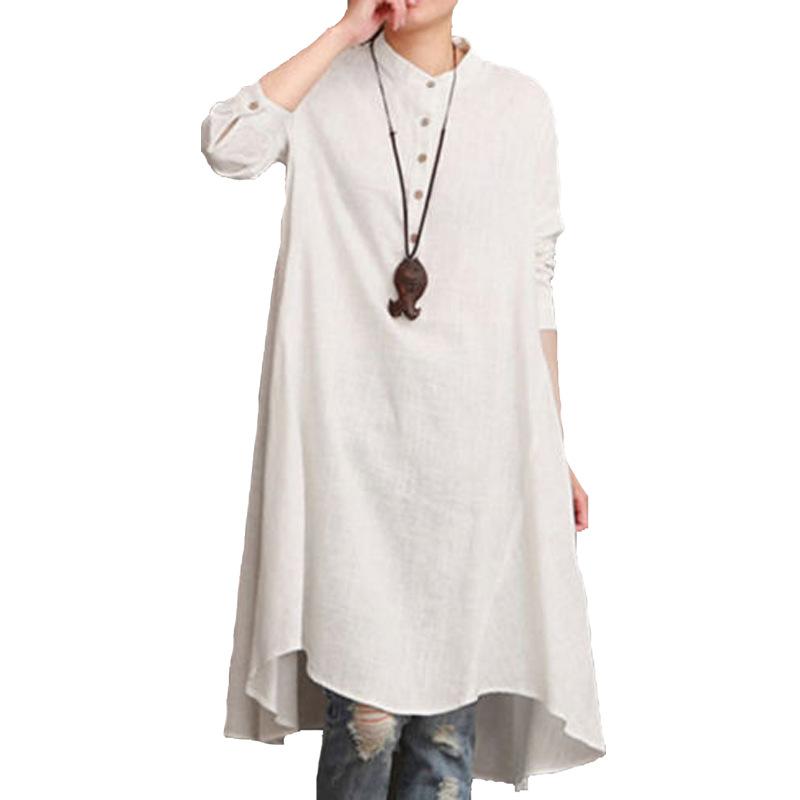 Linen Irregular Long Sleeve Dress