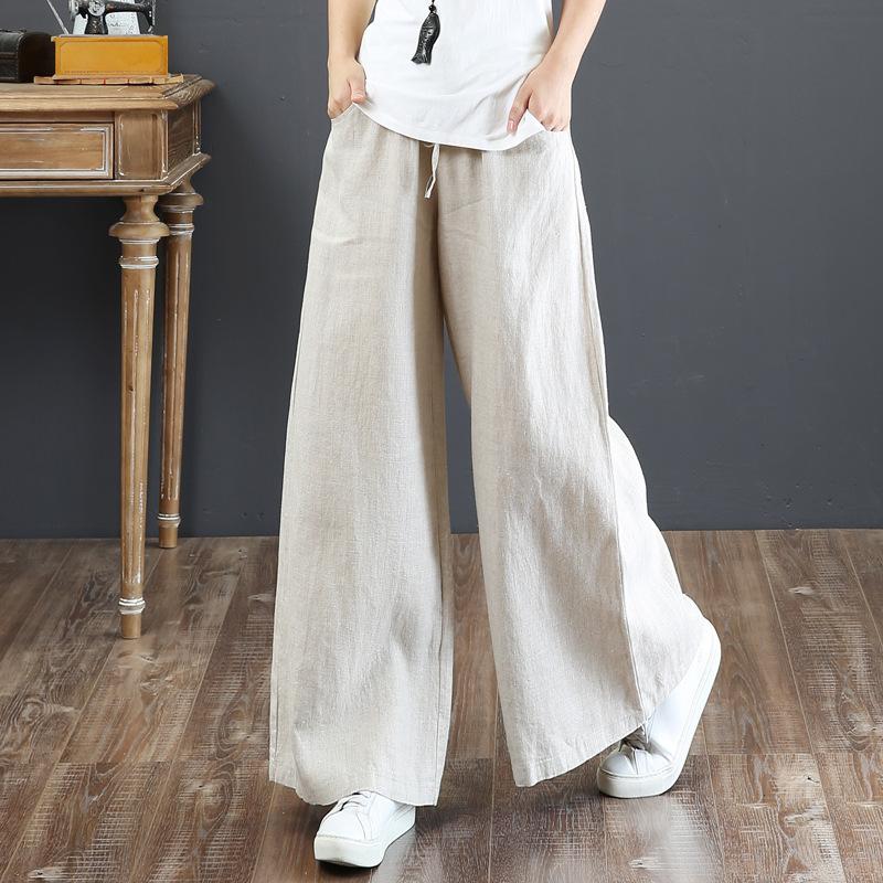 Loose Plus Size High Waist Mopping Linen Pants