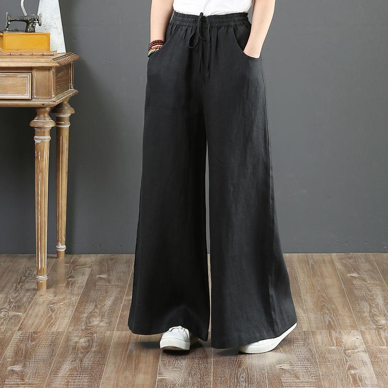 Loose Plus Size High Waist Mopping Linen Pants