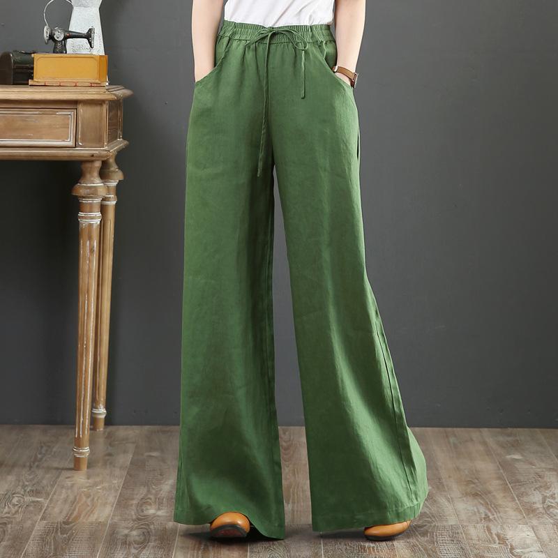 Loose Plus Size High Waist Mopping Linen Pants