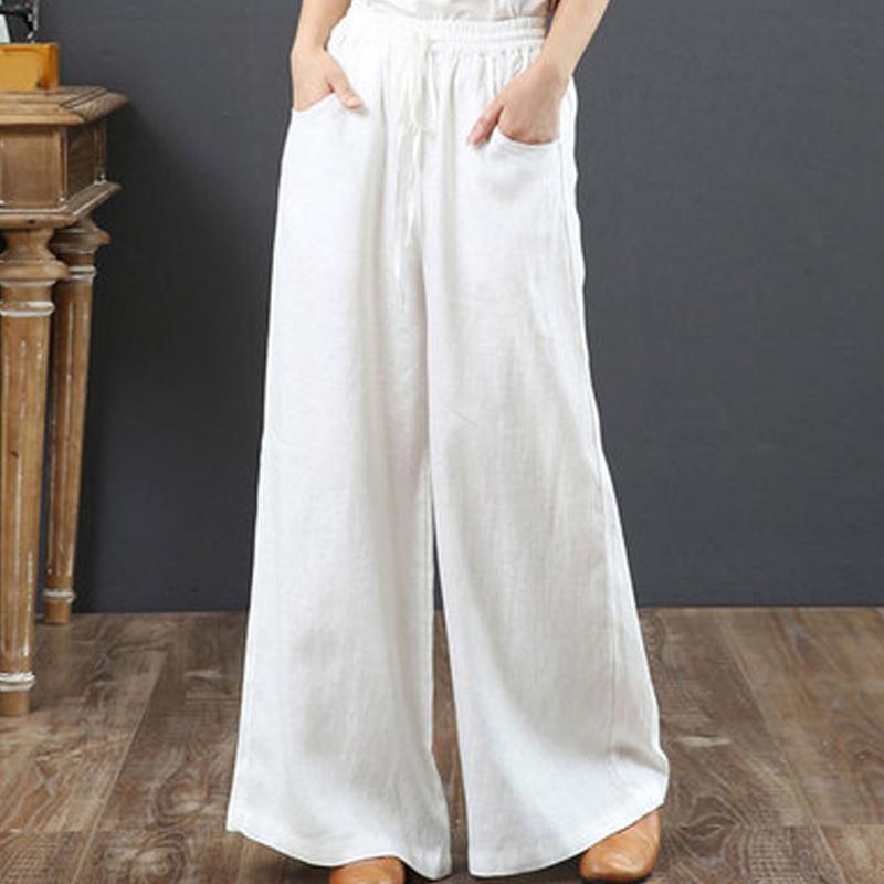 Loose Plus Size High Waist Mopping Linen Pants