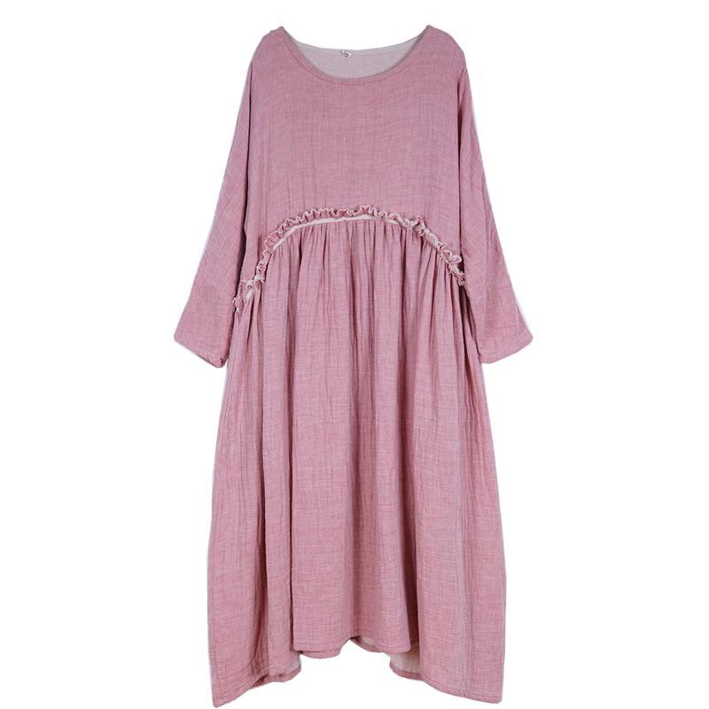 Loose Spring Cotton Linen Summer Long Sleeve Dress