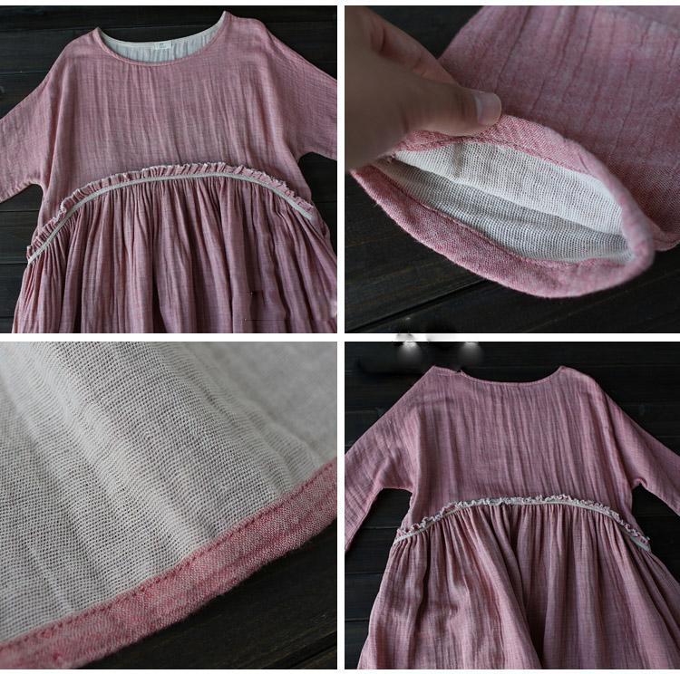 Loose Spring Cotton Linen Summer Long Sleeve Dress